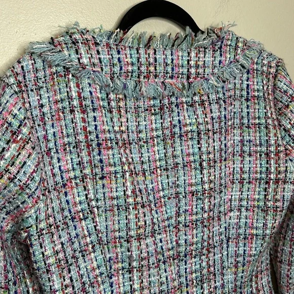 COPY - T6 Boston Proper Tweed Open Front Blazer Spring Colors Career size 6 - Picture 9 of 12